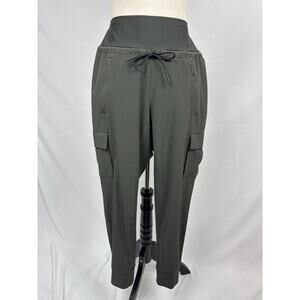 Athleta Sutton Cargo Pants Joggers Dark Olive Green Size 4 Cropped Tapered